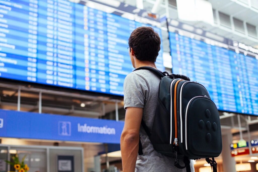 a boy at the airport